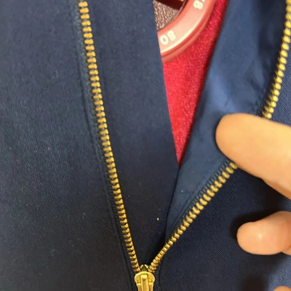 Lilly Pulitzer "Bennett" navy coral lined fitted dress  with beaded neckline - Picture 6 of 10